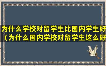 为什么学校对留学生比国内学生好（为什么国内学校对留学生这么好 知乎）